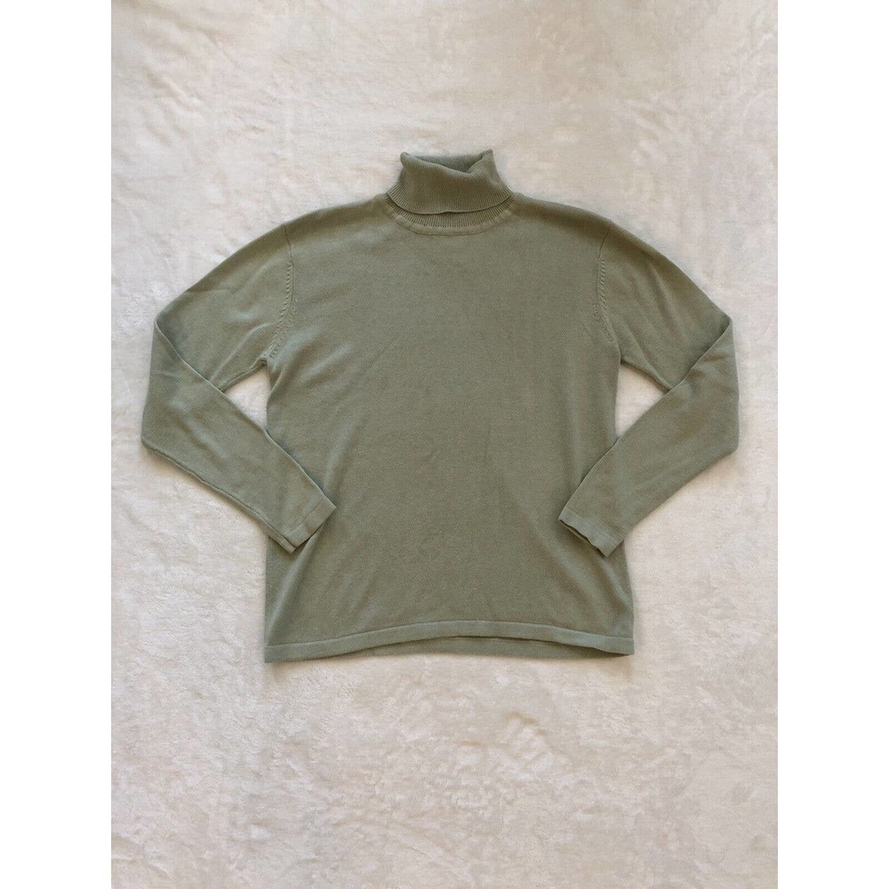 Women's CASUAL CORNER Long Sleeved Shirt Turtleneck Pale Green Size Small